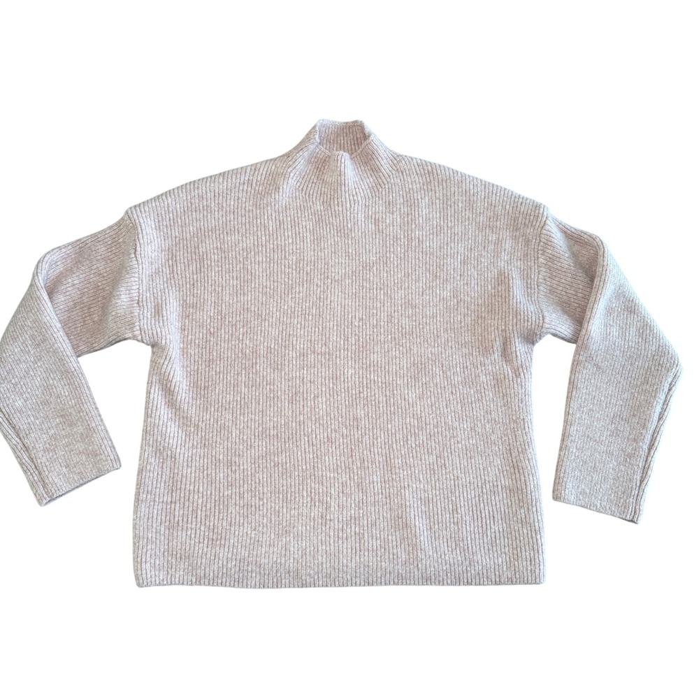 Abercrombie & Fitch Womens Mock Neck Ribbed Knit Sweater Pink Marl Wool Blend M
